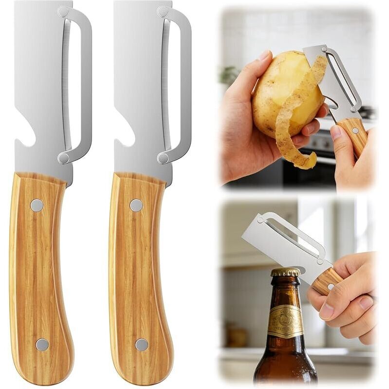 Polsmtx 2-in-1 Stainless Steel Multi-Functional Vegetable Peeler (2-Pack)