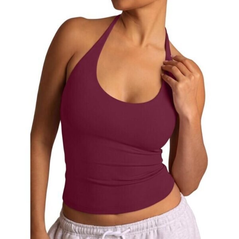 Chic Wine Red Halter Top - 50% Off, Perfect for Summer