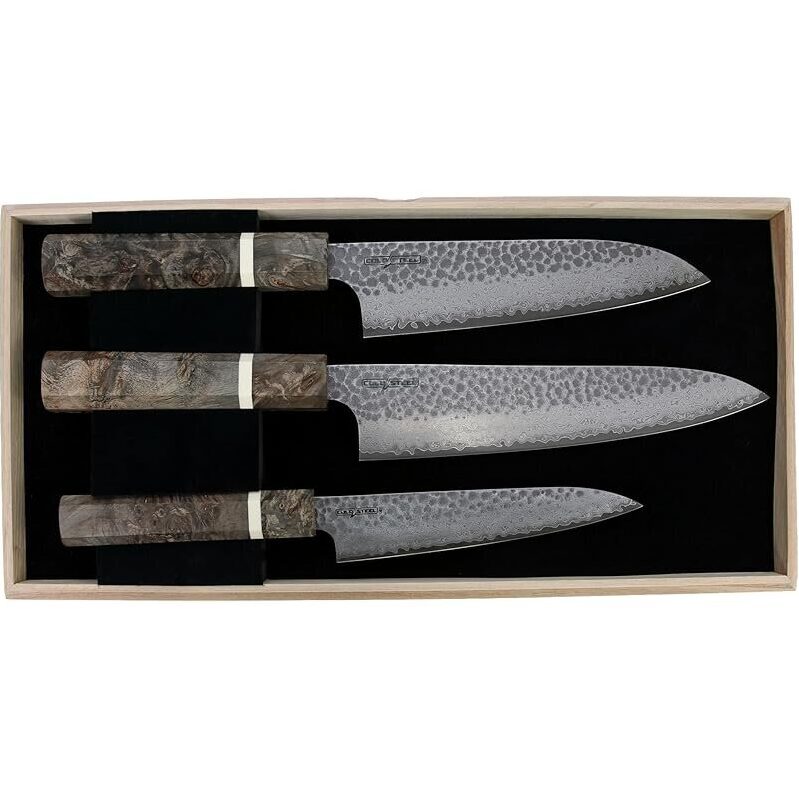 Cold Steel VG-10 Damascus 3-PC Kitchen Knife Set - Forged in Seki City
