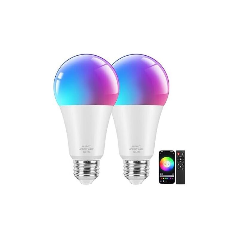 Brightever Smart A19 LED Light Bulbs, 60W Equivalent, 2-Pack