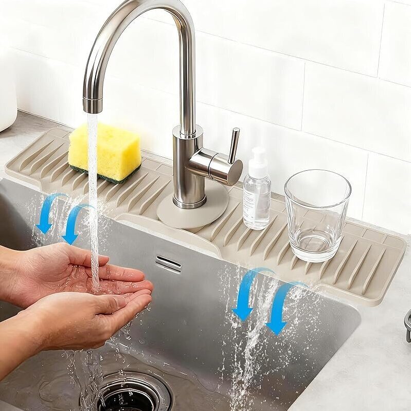 XiflLife 16x4.1-in Silicone Kitchen Faucet Mat w/Foldable Back