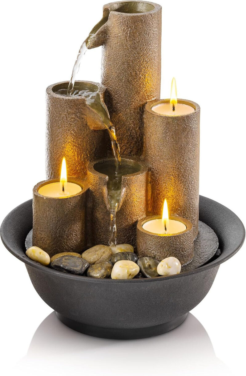 Alpine Indoor Tabletop Three-Tier Waterfall Fountain with Light - $38.99