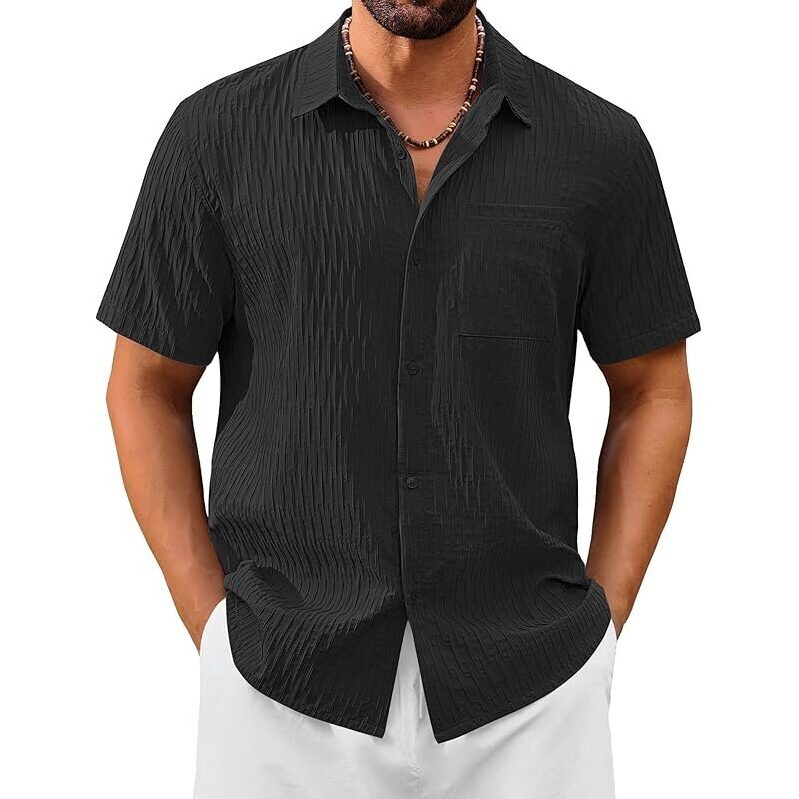 Versatile Cotrasen Mens Short Sleeve Button Down Shirt