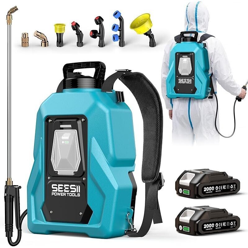 Powerful Battery-Operated Backpack Sprayer with Telescopic Wand & 7 Nozzles