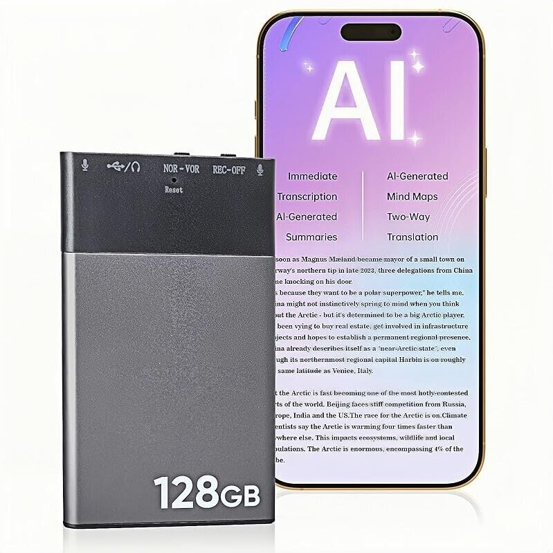 DGFAN 128GB USB 3.0 AI Voice Recorder - High-Performance Meeting Tool