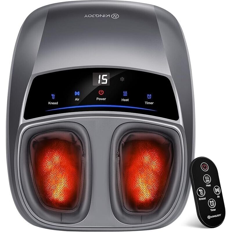 Kingjoy Dual-Zone Heat 3D Shiatsu Roller Foot Massager - Professional Pain Relief