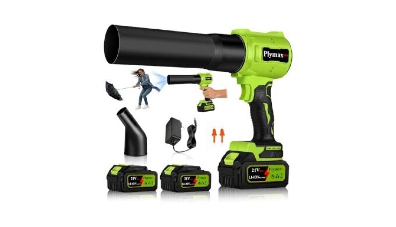 Powerful Plymax Cordless Leaf Blower: Ideal for Patio, Lawn, and Car Cleaning