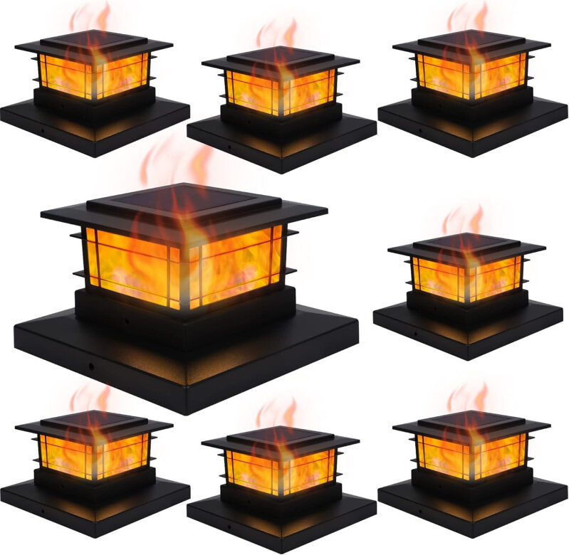 8-Pack Solar Flame Pillar Lights - $58.99 with Free Shipping