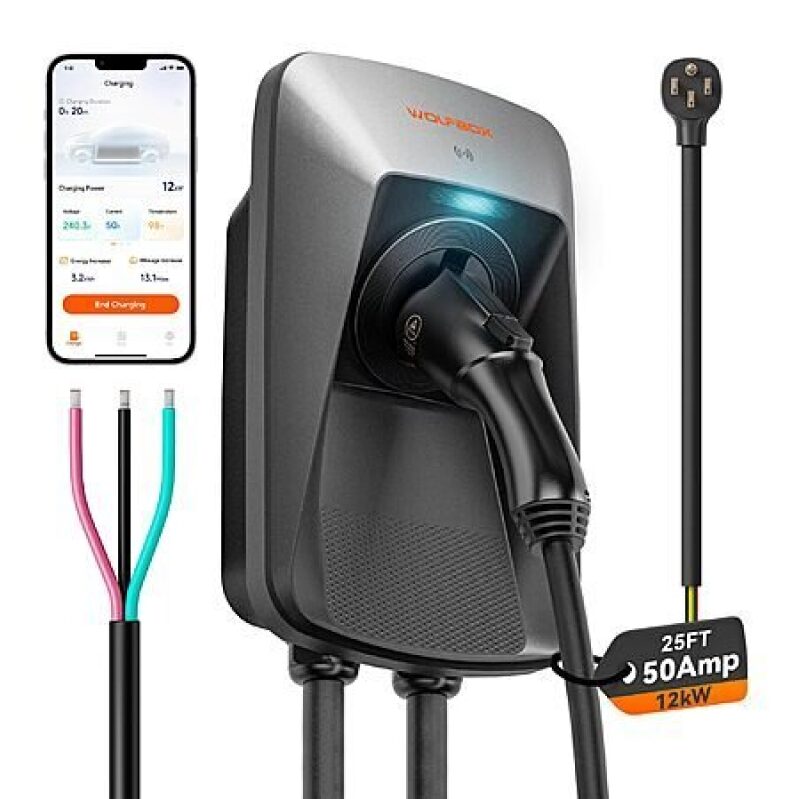 WOLFBOX 50A J1772 Level 2 EV Charger on Sale for $257.99
