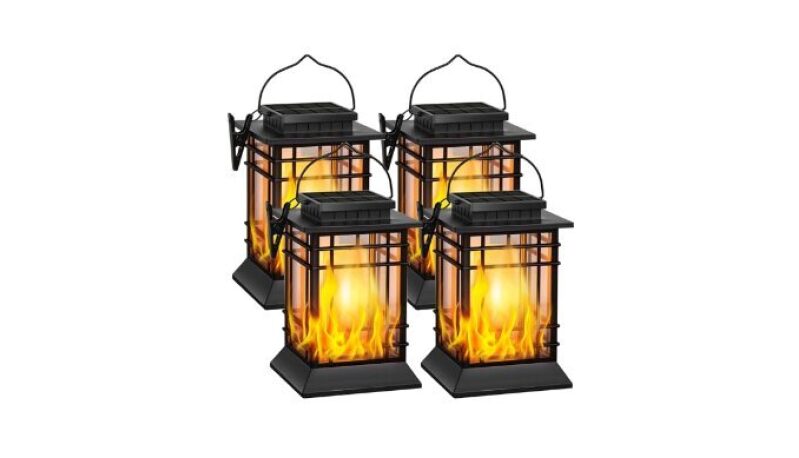 Brightever 4-Pack Solar Lantern Outdoor Lights - Upgraded Solar Lanterns for Patio & Garden