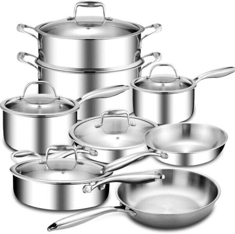 Stainless Steel Cookware Set with Lids - 15% Off