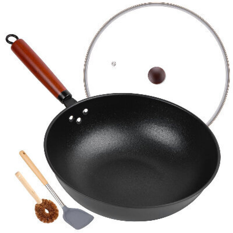 High-Quality 13 Inch Non-Stick Carbon Steel Wok with Lid and Tools