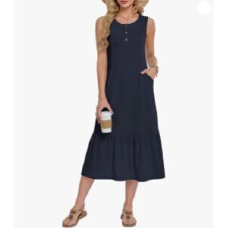 Chic Navy Sleeveless Summer Dress for Women
