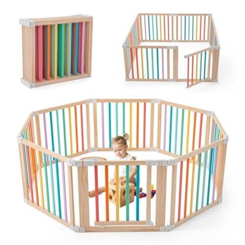 Affordable Wooden Folding Baby Fence - Safe Play Area