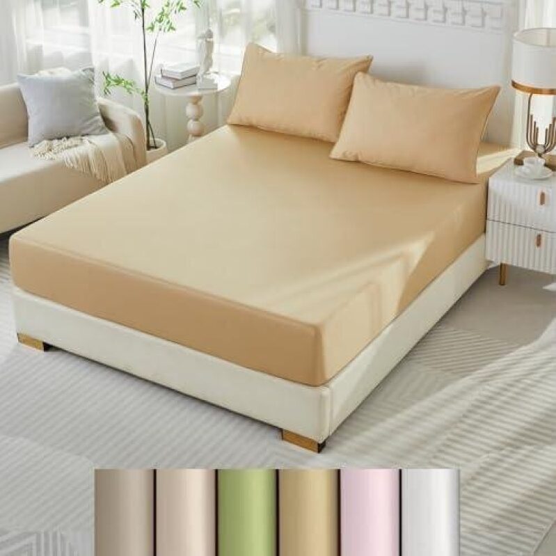 Camel Twin Fitted Sheet Only with 2 Pillowcases 50%OFF