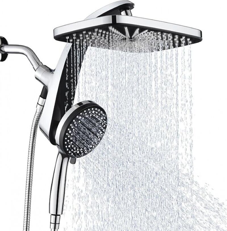 High Pressure Rain Shower Head: Dual Mode Shower with Handheld Spray