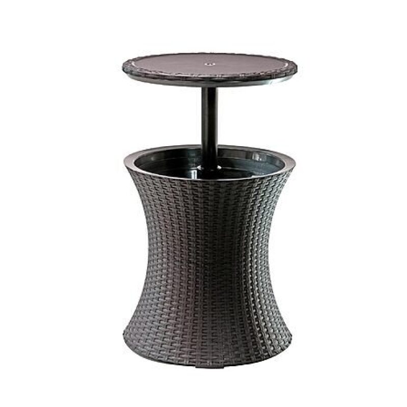 Keter Pacific Cool Bar Outdoor Patio Side Table with Hidden Cooler