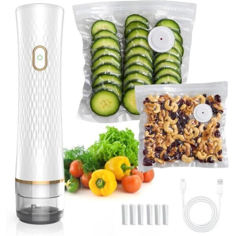 Powerful Compact Handheld Vacuum Sealer for Food with 30 Reusable Bags