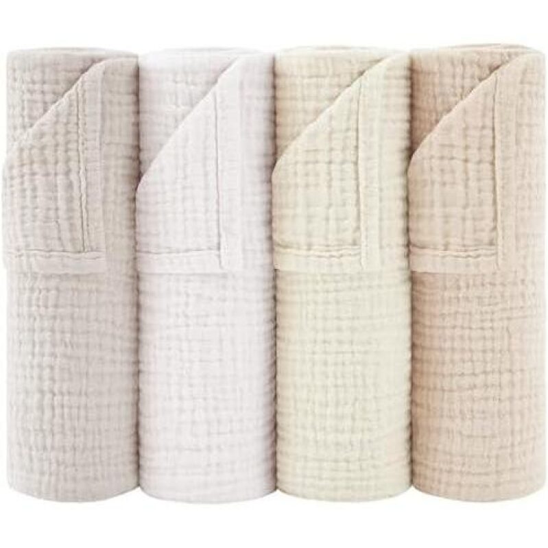 High-Quality Pure Cotton Burp Cloths - 4 Pack