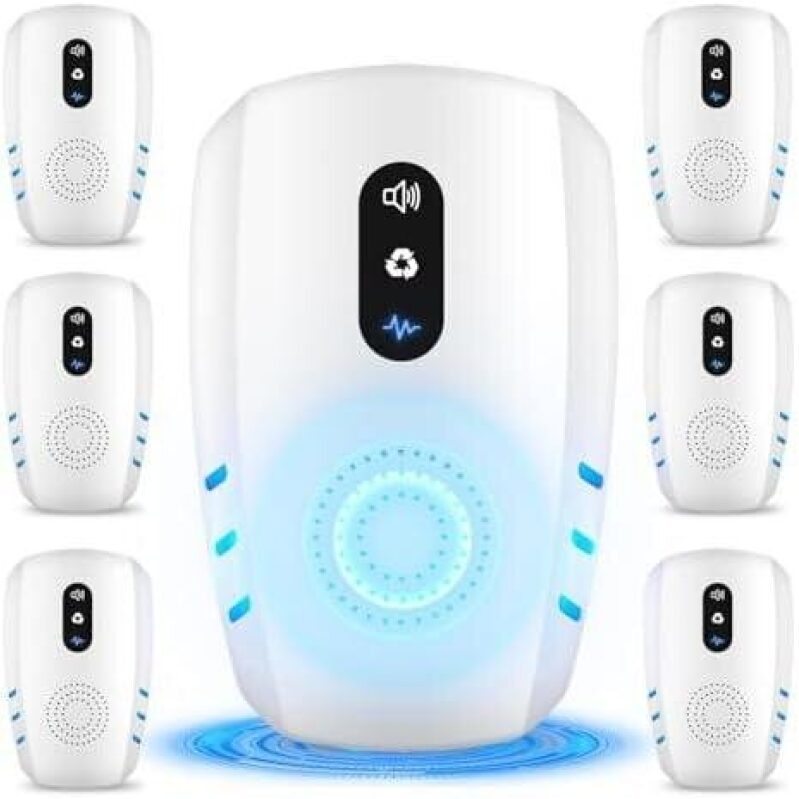 Ultrasonic Pest Repellers, 6-Pack, 3-Mode Switch, Multi-Pest Control