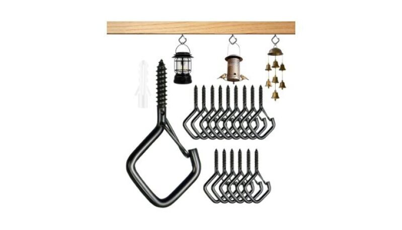 15 Pcs Black Eye Hooks Screw Heavy Duty, Ceiling Hooks for Hanging Plants, String Lights, Cup, Wind Chime, Bird Feeders. Plant Hanger Indoor & Outdoor