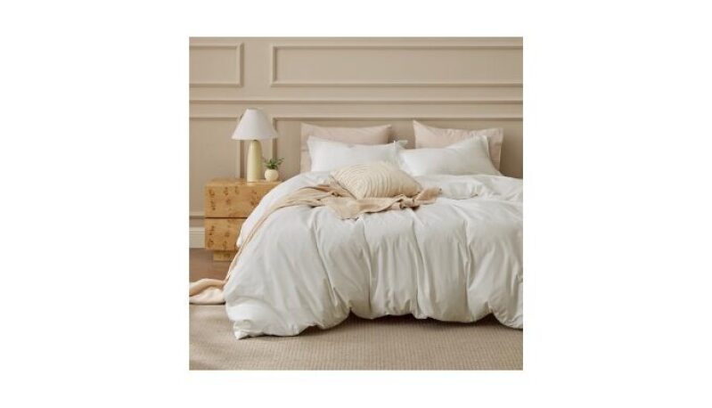 Bedsure Queen Size Duvet Cover - Soft, Washed Cotton Bedding Set