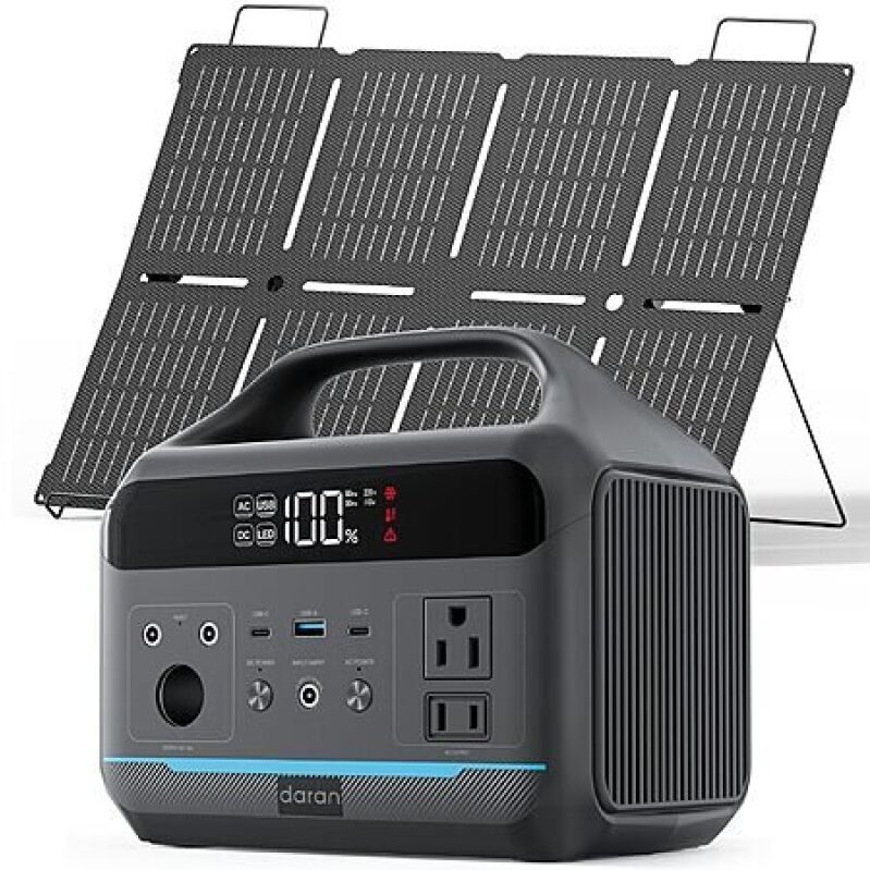 DARAN 288Wh 600W LiFePO4 Power Station with 80W Solar Panel - Unbeatable Deal