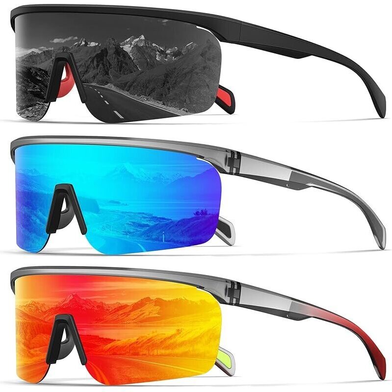 3-Pack Kaliyadi Mens Polarized Sports Sunglasses - Ultimate Eye Protection