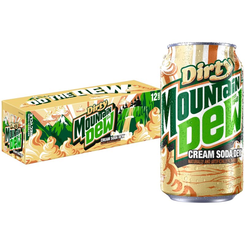 48-Pack Dirty Mountain Dew Cream Soda Dew 12oz Cans - Refreshing Value