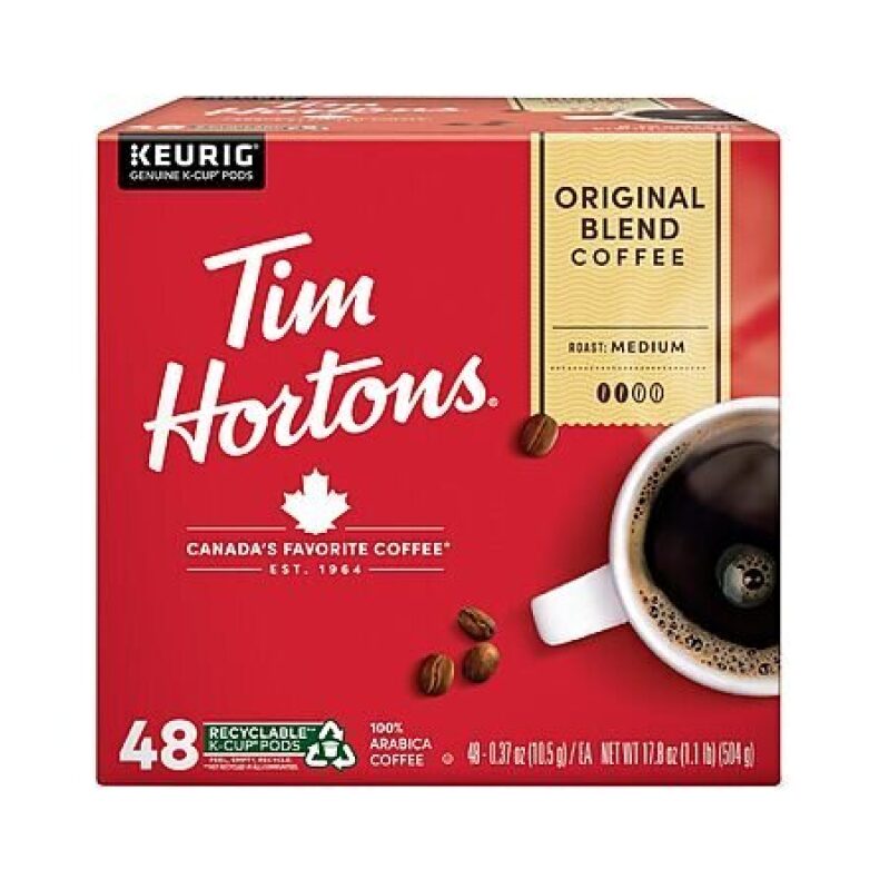 48-Ct Tim Hortons Original Blend Medium Roast Coffee K-Cup Pods on Sale