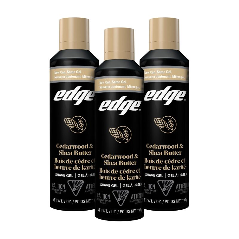 Edge 3-Pack Shave Gel for Men, Cedarwood & Shea Butter, 7oz