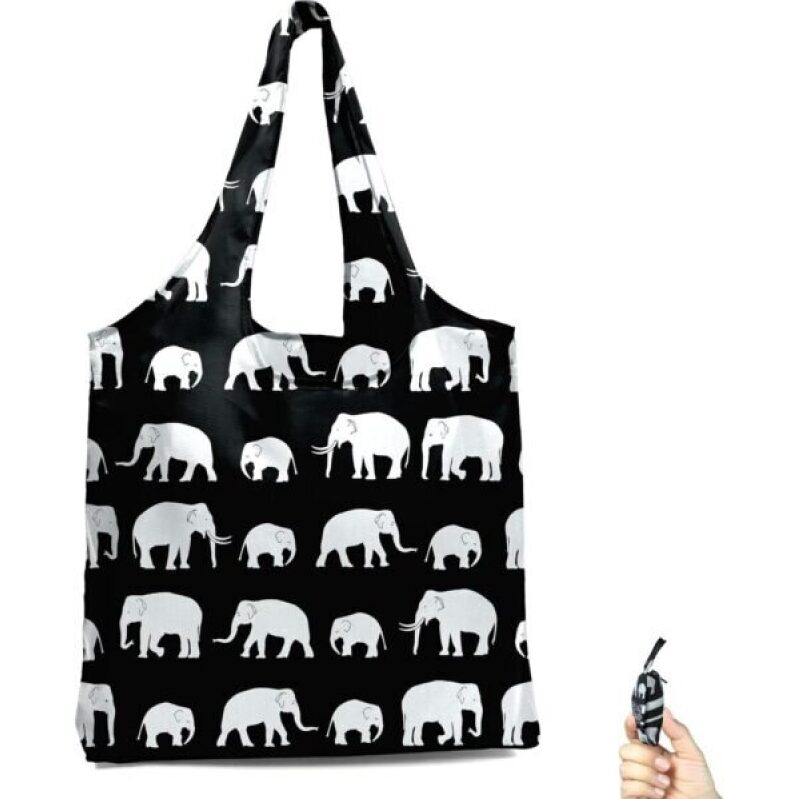 BeeGreen Elephant Reusable Grocery Bag - Ultimate Travel Foldable Compact Lightweight Tote