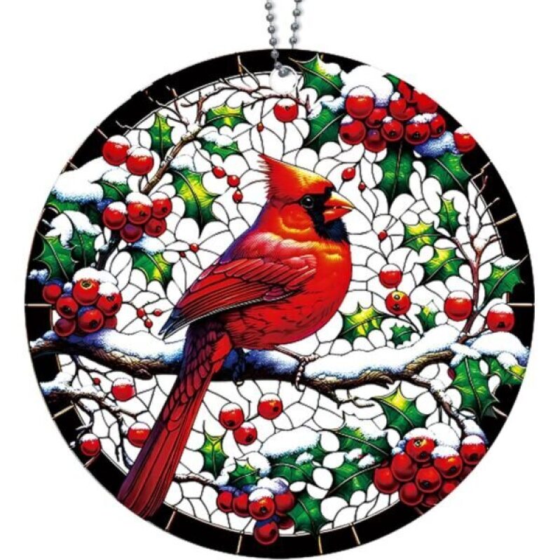 Elegant Red Cardinals Christmas Tree Ornament - 50% Off