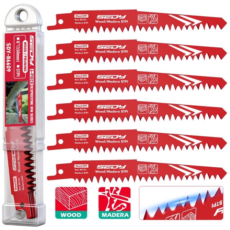 6pk SEDY 6-Inch Reciprocating Saw Blades w/Organizer Case
