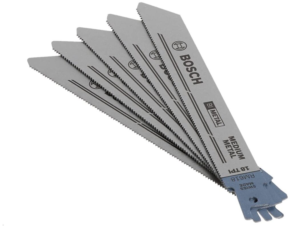 Bosch RM618 6-In 18T Metal Cutting Reciprocating Saw Blades 5-Pack