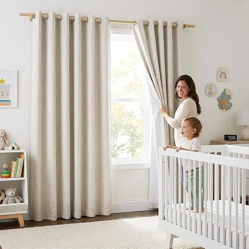 NICETOWN Natural 100% Blackout Linen Curtains - Perfect for Restful Sleep