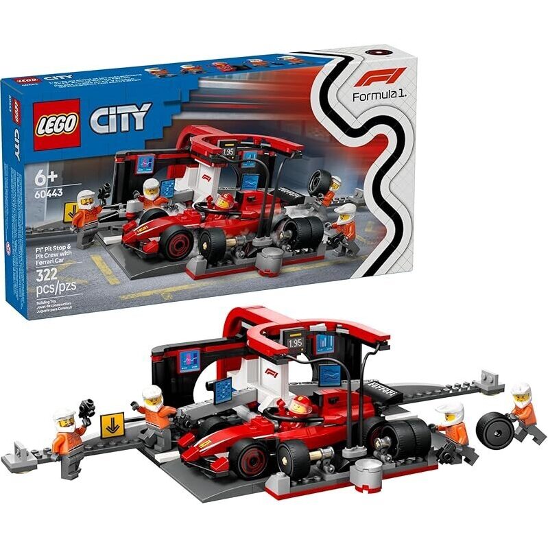 LEGO City F1 Pit Stop & Pit Crew with Ferrari Car Toy 60443