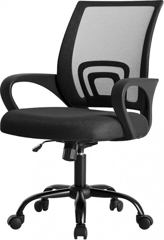 DUMOS Ergonomic Office Chair - Mid Back Mesh Desk Chair with Lumbar Support & Rocking Mode