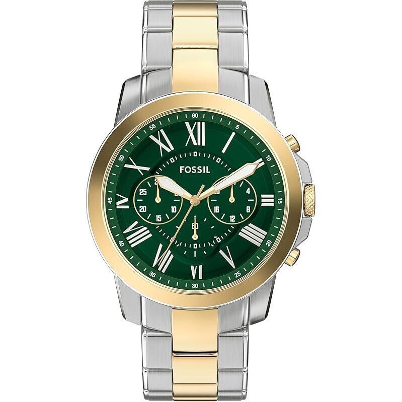 Elegant Fossil Mens Grant Quartz Stainless Steel Chronograph Watch