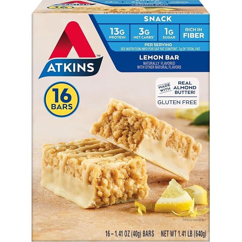 2-Pack Atkins Lemon Flavored Snack Bars - 16 Count