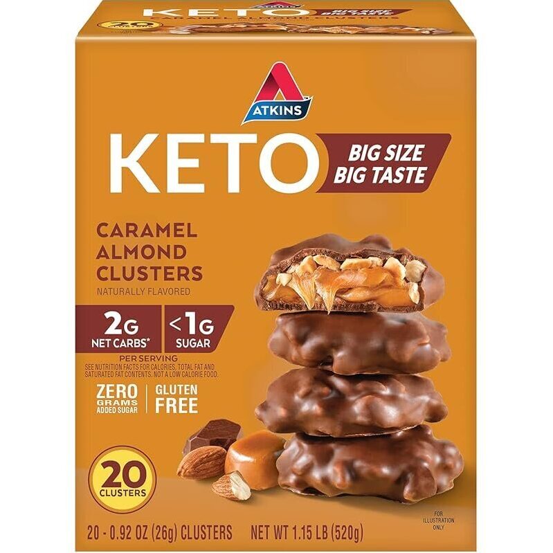 Atkins Keto Caramel Almond Clusters - 2-Pack, 20 Count