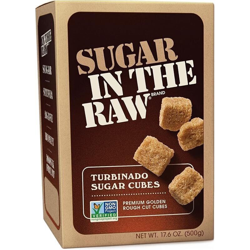 2-Pack Sugar In The Raw Turbinado Cane Sugar Cubes 17.6oz - Premium Golden Rough Cut Cubes