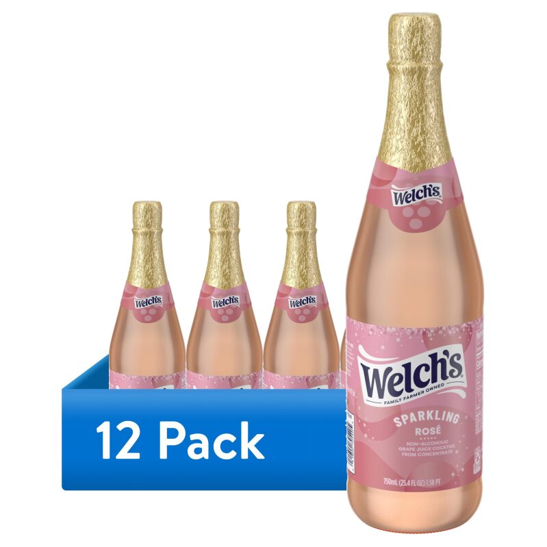 Non-Alcoholic Sparkling Rose Grape Juice Cocktail, 12-Pack