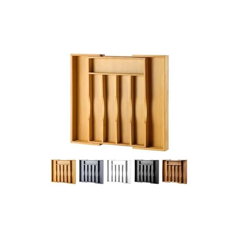 Expandable Bamboo Silverware Organizer for Kitchen Drawers