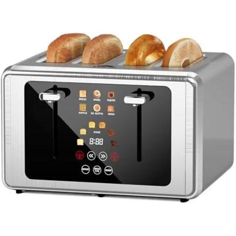 Intelligent 4-Slice Touchscreen Toaster - Stainless Steel, 1.5 Inch Wide Slots - 82% Discount