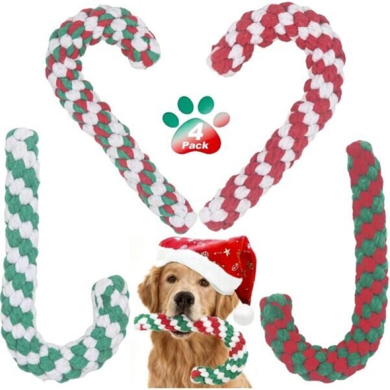 Christmas Dog Toys - Durable Rope Toys Pack of 4