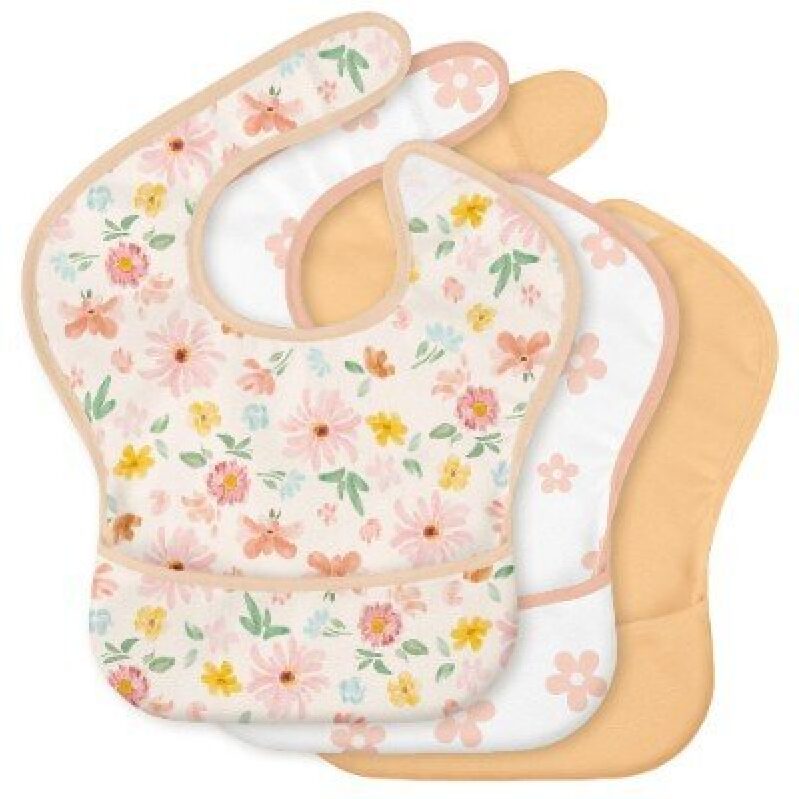 3-Pack Waterproof Baby Bibs with Floral Design