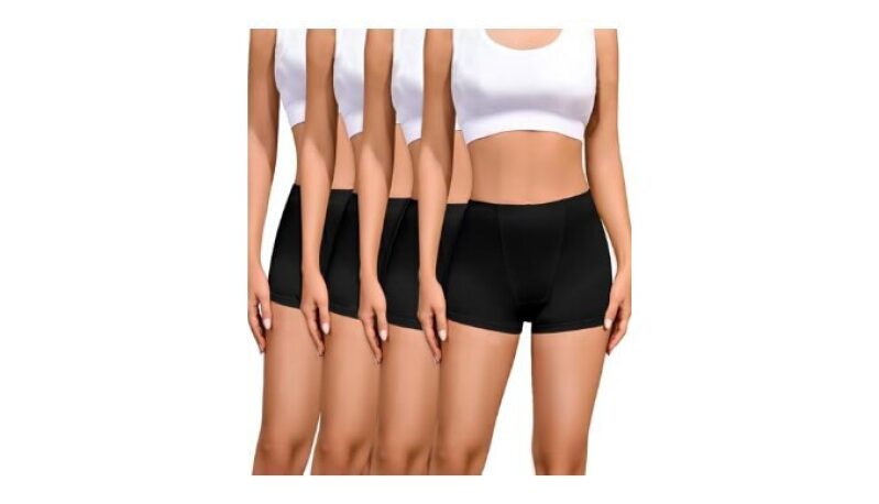 Nexgenz Cotton Boyshort Underwear for Women - 4 Pack Black Small