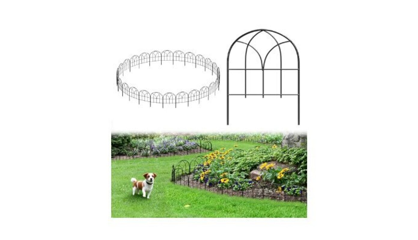 Black Metal Decorative Garden Fence Panel - Durable & Easy to Install