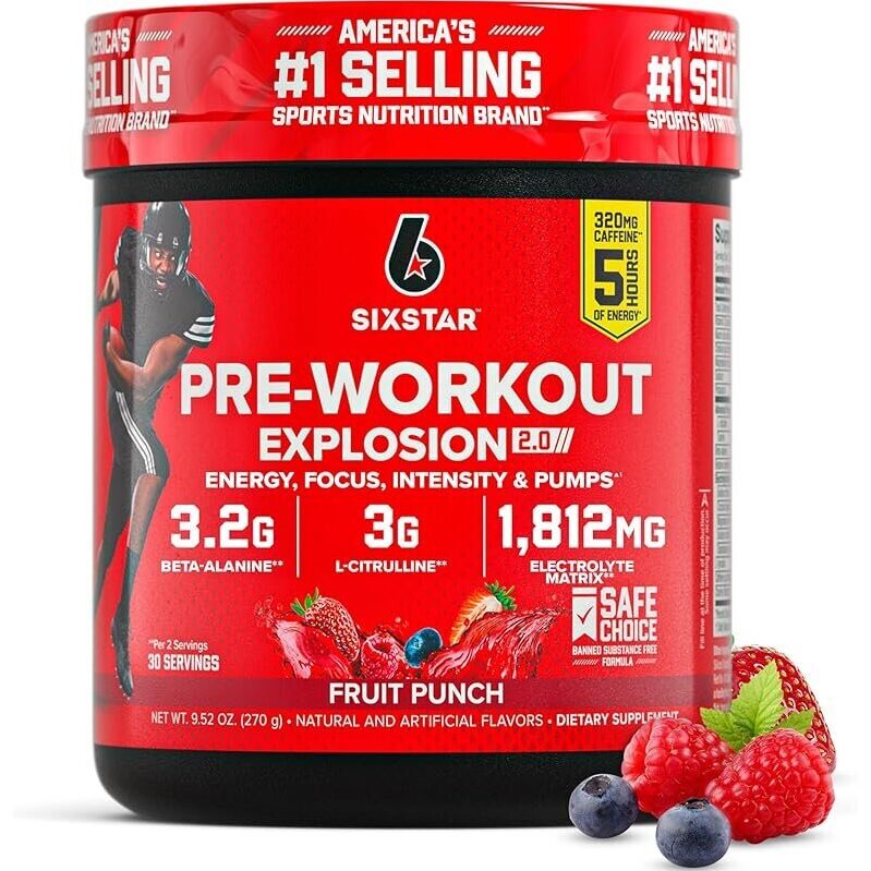 Six Star Pre-Workout Explosion 2.0 - High-Energy, Focus & Intensity